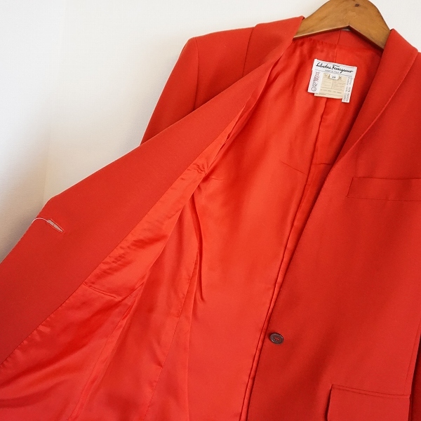 #anc フェラガモ Ferragamo スカートスーツ 38 赤 黒 ヴィンテージ イタリア製 レディース [832789]_画像3