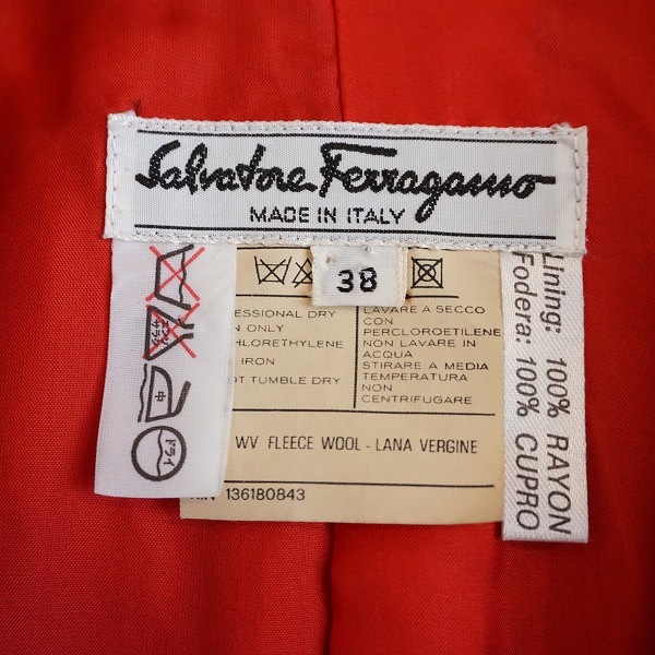 #anc フェラガモ Ferragamo スカートスーツ 38 赤 黒 ヴィンテージ イタリア製 レディース [832789]_画像5