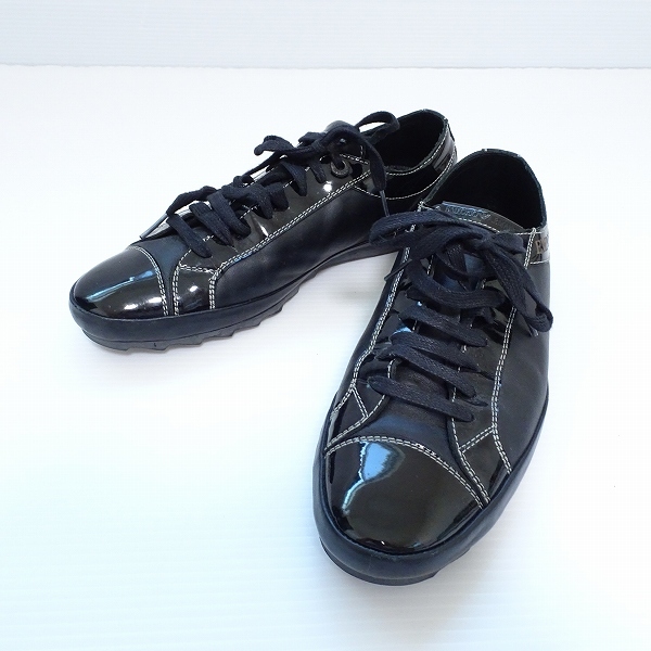 #ans エンポリオアルマーニ EMPORIOARMANI スニーカー 40 黒 エナメル使い レースアップ ステッチ メンズ [790966]_画像1