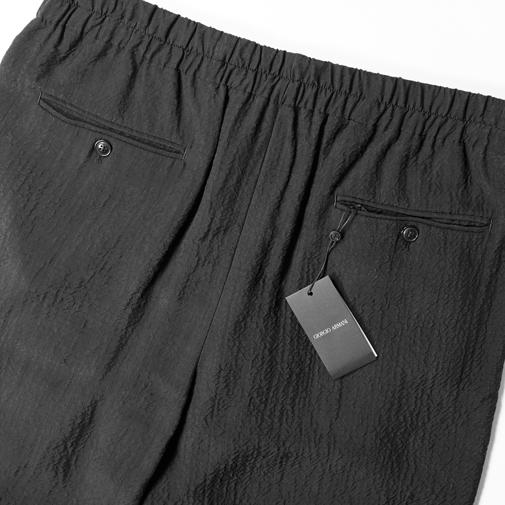 ■美しく輝く水面のような波紋 新品15万【GIORGIO ARMANI】贅沢の極/贅沢サラサラ肉厚キュプラウールジョルジオアルマーニジョガーパンツ52