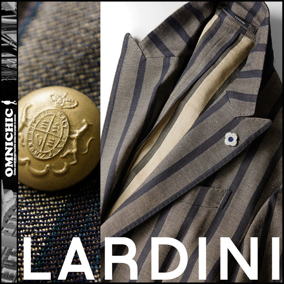 日本最大の 贅沢ゴールド釦リネンシルクの逸品□新品14万【LARDINI