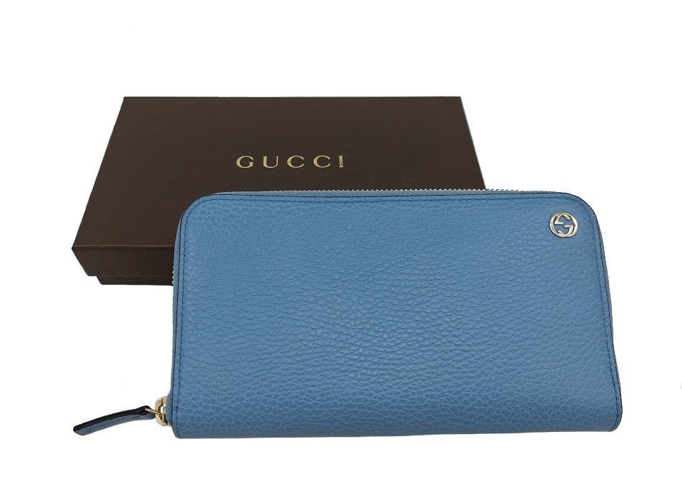 未使用品！GUCCI【グッチ】449347 インターロッキング レザー ラウンド