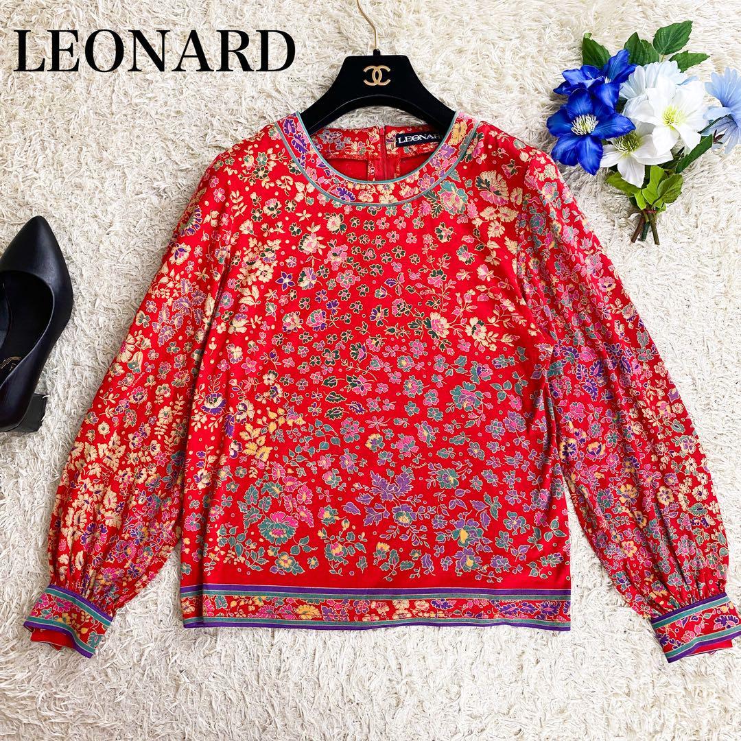 正規品直輸入】 LEONARD レオナール シルク ウール 花柄 トリム 長袖