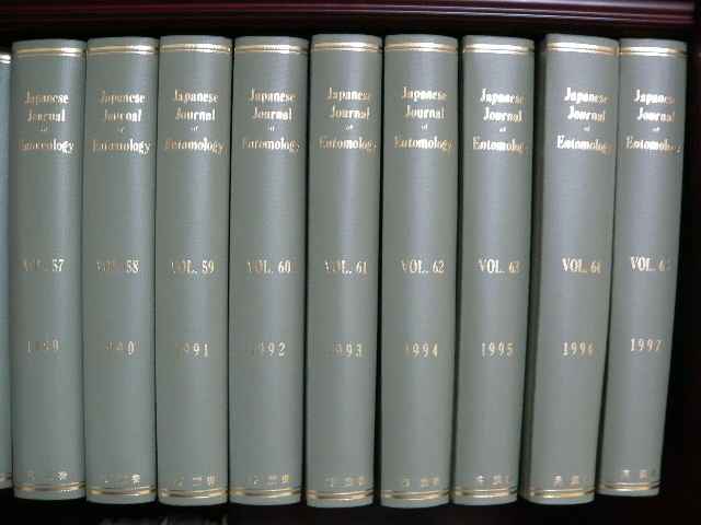 昆虫（日本昆虫学会会誌）1巻(1926年)から65巻(1997年)欠号あり