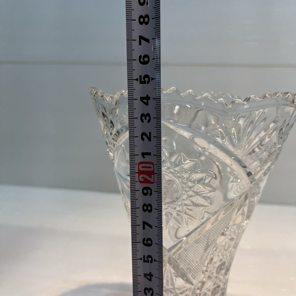花瓶 フラワーベース ボヘミアクリスタル カットガラス 高さ 25センチ　管理04_画像6