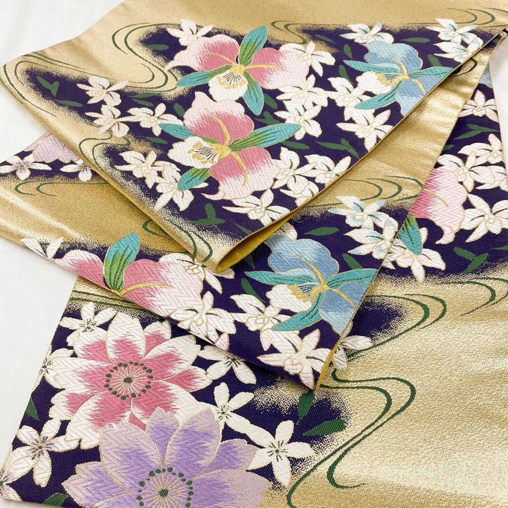 着物月花 彩旋律 唐織 可憐な花 袋帯 六通柄 正絹 金糸 きものやまと ガード加工