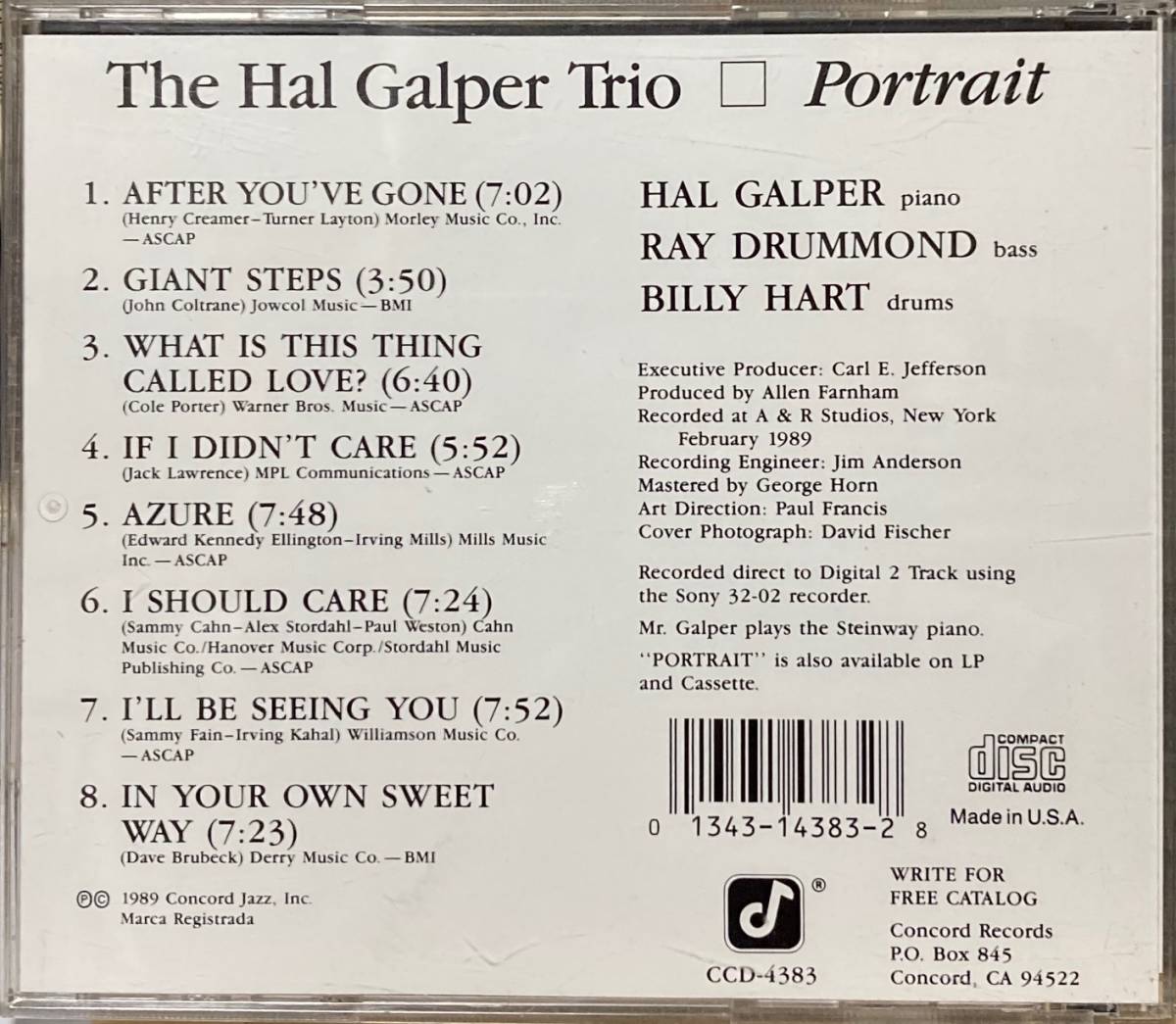 The Hal Galper Trio / Portrait（ハル・ギャルパー） 中古CD 送料無料 寺島靖国_画像3