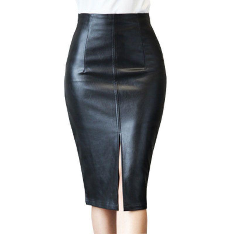  размер XL кожа узкая юбка колени длина юбка кожа юбка PU кожа искусственная кожа узкая юбка новый товар не использовался 