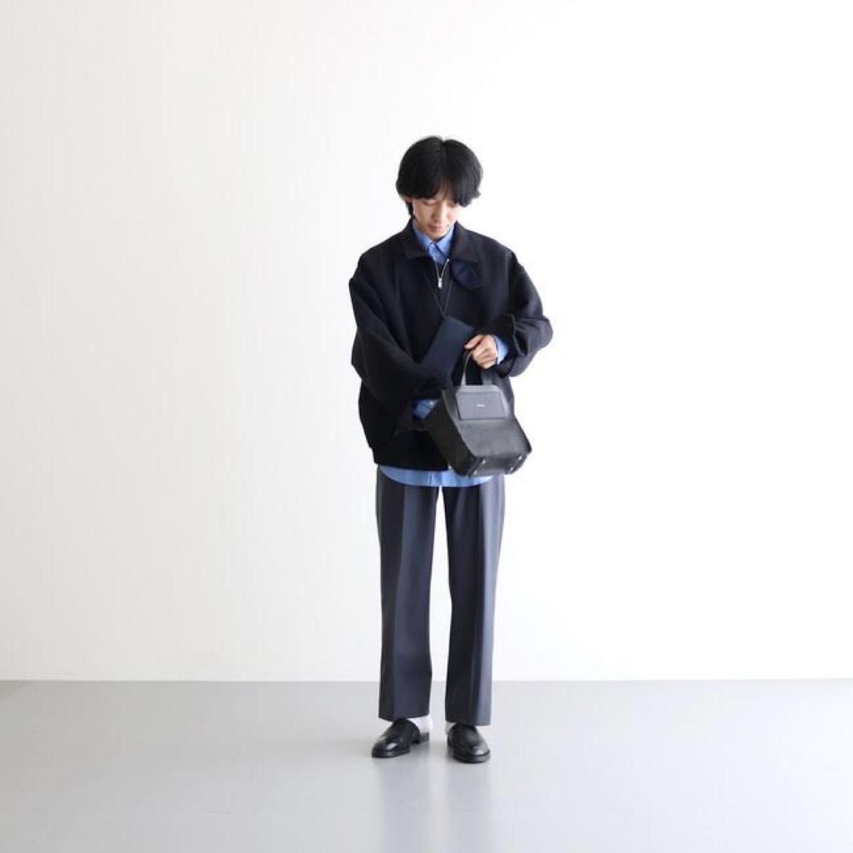 新品未使用★Hender Scheme「reversible bag small /black クロコ シボ革 エンダースキーマ