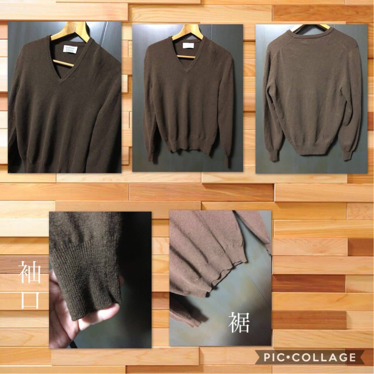 *UNITED COLORS OF BENETTON Benetton long sleeve sweater V neck rib attaching wool wool 100% lady's M~L about a little thin beautiful goods 