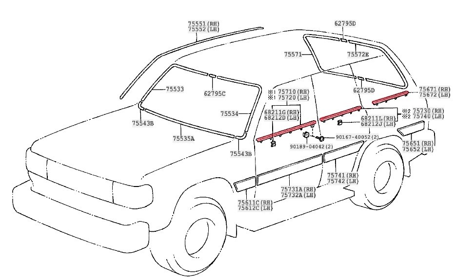 【トヨタ】ランクル 80系 ドア ベルト モール 1台分 6点 水切り FZJ80 HZJ81 HDJ81 TOYOTA LAND CRUISER LEXUS LX450 DOOR BELT MOULDING_画像9