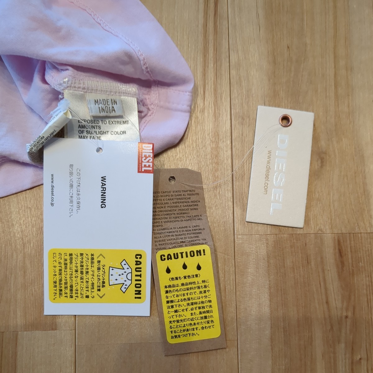 ディーゼル　DIESEL　Tシャツ　ピンク　メンズ　Sサイズ　未使用　タグ付き　春物_画像4
