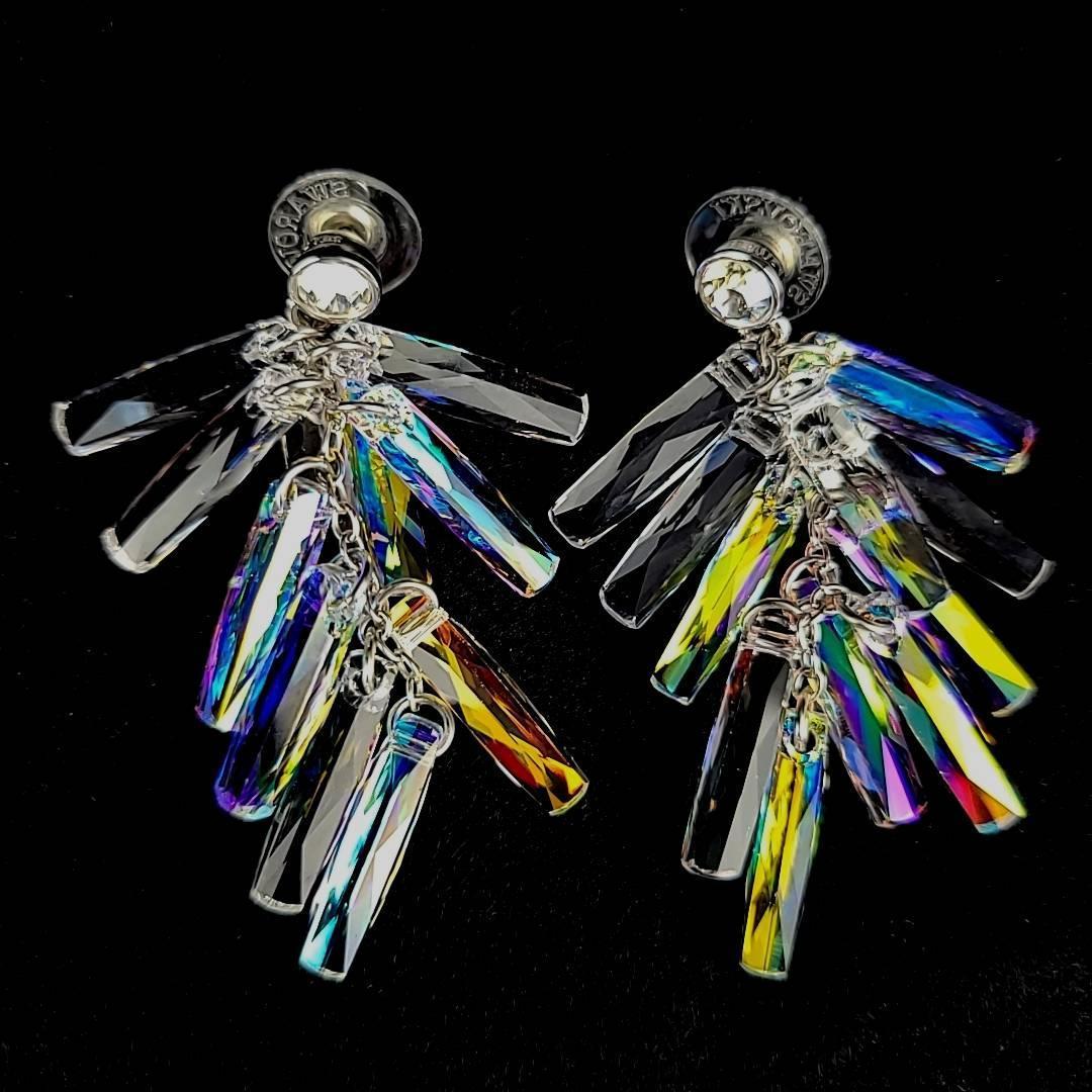 ほぼ新品】SWAROVSKI スワロフスキー 氷柱 フリンジ クリスタル ピアス