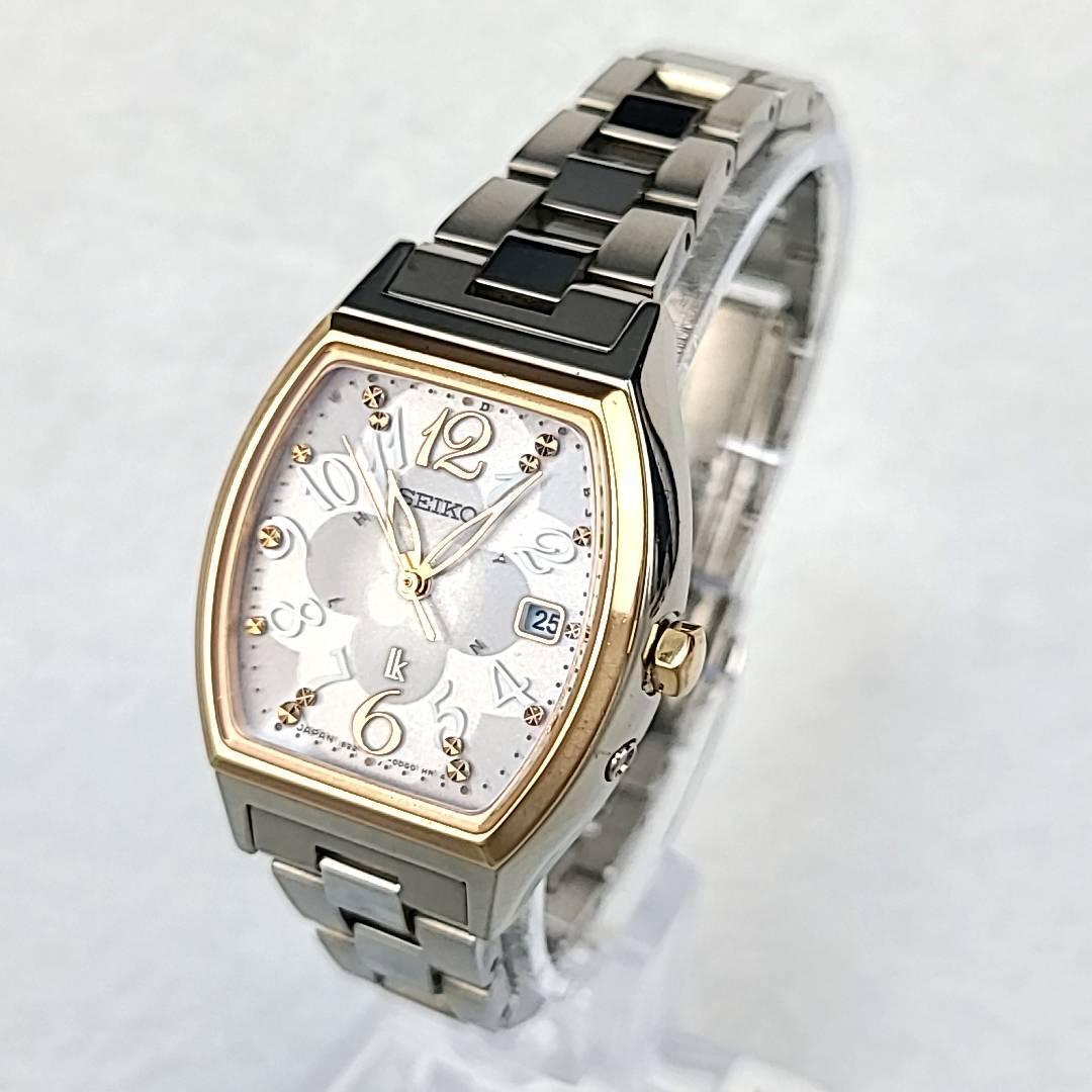 美品【稼働品】SEIKO セイコールキア 1B22 シルバー ホワイト ソーラー-