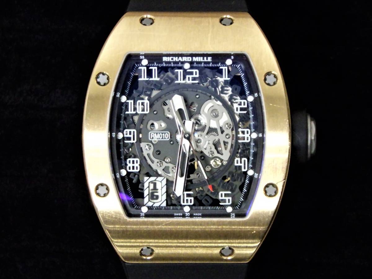 RICHARD MILLE/リシャールミル 腕時計 RM010 AG RG 18K/750/ローズゴールド ラバー/ブラック スケルトン オートマチック メンズ 【 I948 】