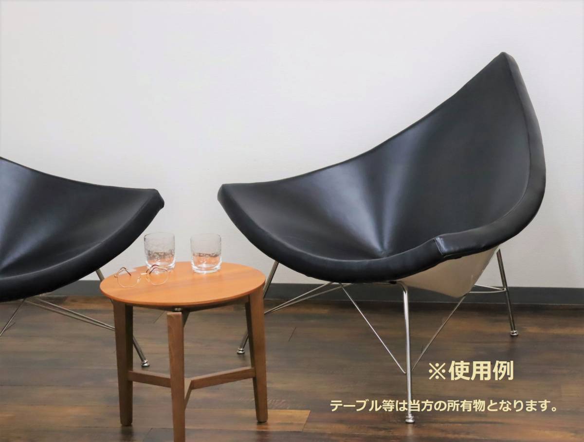 Herman Miller/ハーマンミラー ココナッツチェア 黒革張り ホワイトフレーム ラウンジチェア インテリア ジョージ・ネルソン W1113ジ_画像9