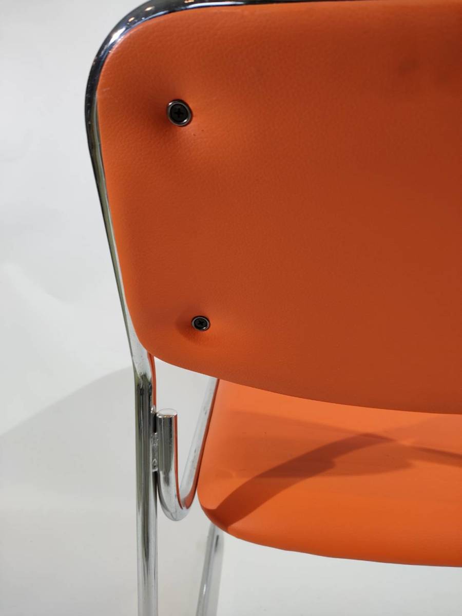 椅子6脚セット オレンジ色 幅 47cm 高さ 45cm (背もたれ込み 77cm) 奥行 55cm　※在庫複数あり_画像4