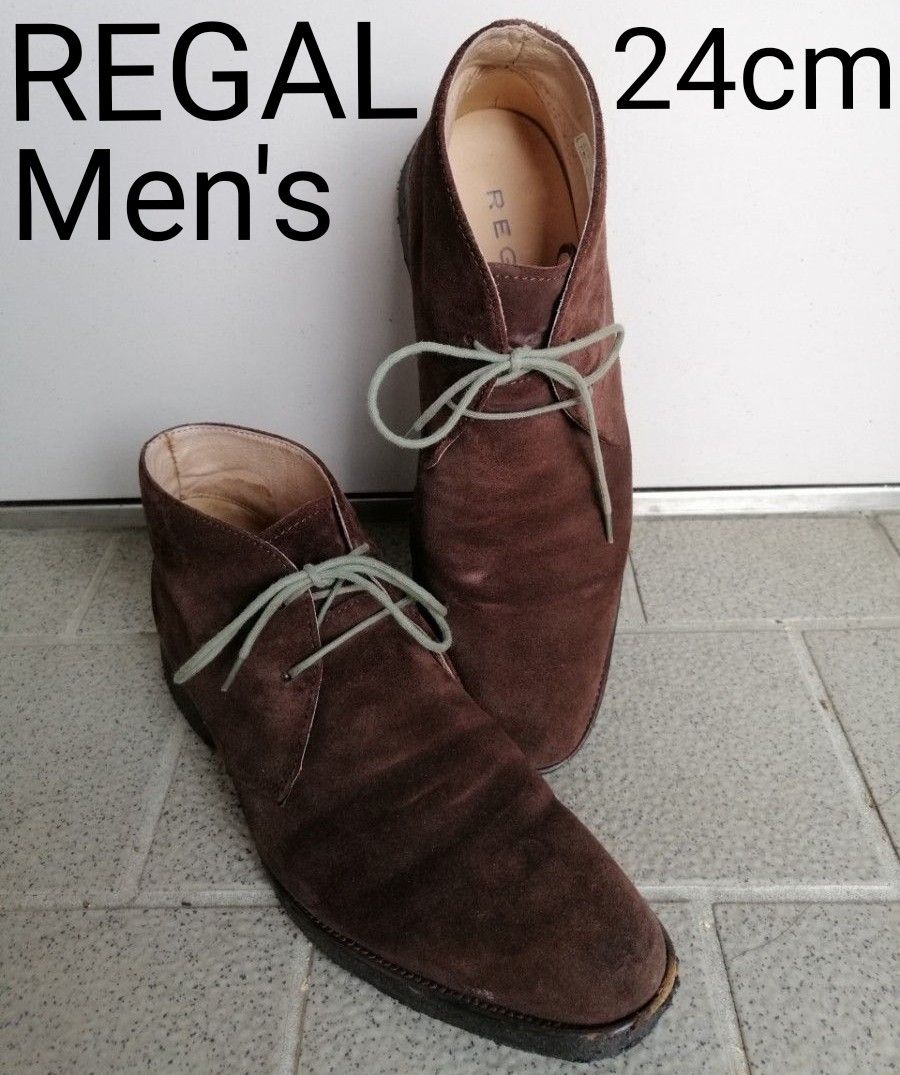 REGAL　メンズ　チャッカーブーツ　ショートブーツ　スエード　24cm　リーガル　メンズブーツ　起毛素材　紐靴