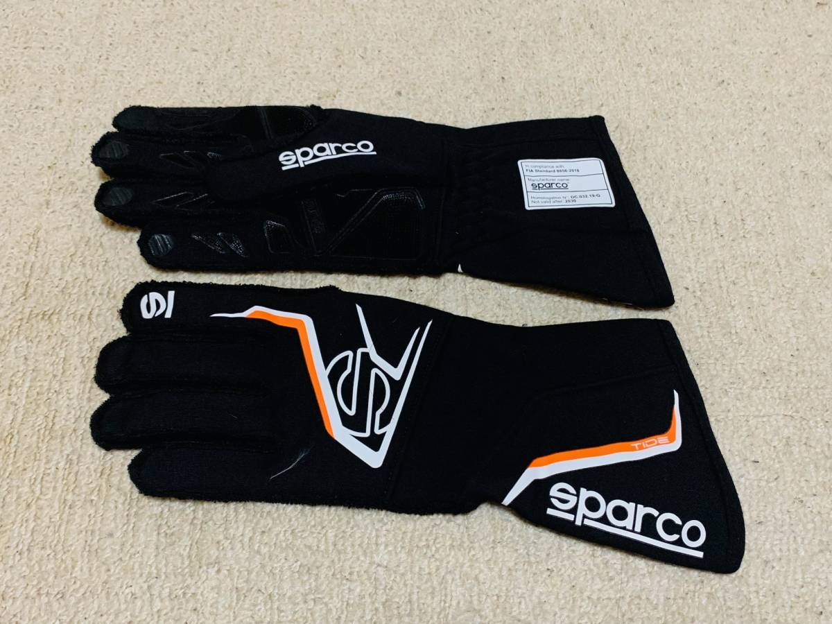 スパルコ SPARCO レーシンググローブ L イタリア製 外縫い FIA公認モデル グローブ ブラック 10 Racing Glove_画像1