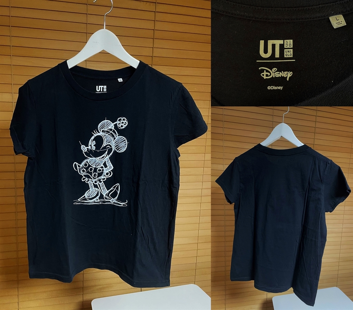 【激安1点のみ 国内正規品】UNIQLO ユニクロ UT Disney ディズニー ミニーマウス コットン100% 半袖 Tシャツ L ブラック USEDの画像1