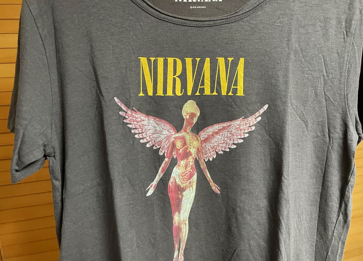 【激安1点のみ 国内正規品】GU × NIRVANA ジーユー × ニルヴァーナ In Utero イン・ユーテロ プリント 半袖 Tシャツ L グレー系 USED_画像4