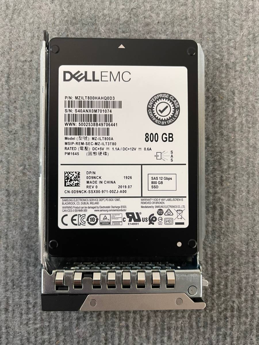 Dell D9NCK 800GB SAS 12G 2.5" SSD Gen14 Tray R640 R740 R440 R740xd_画像1