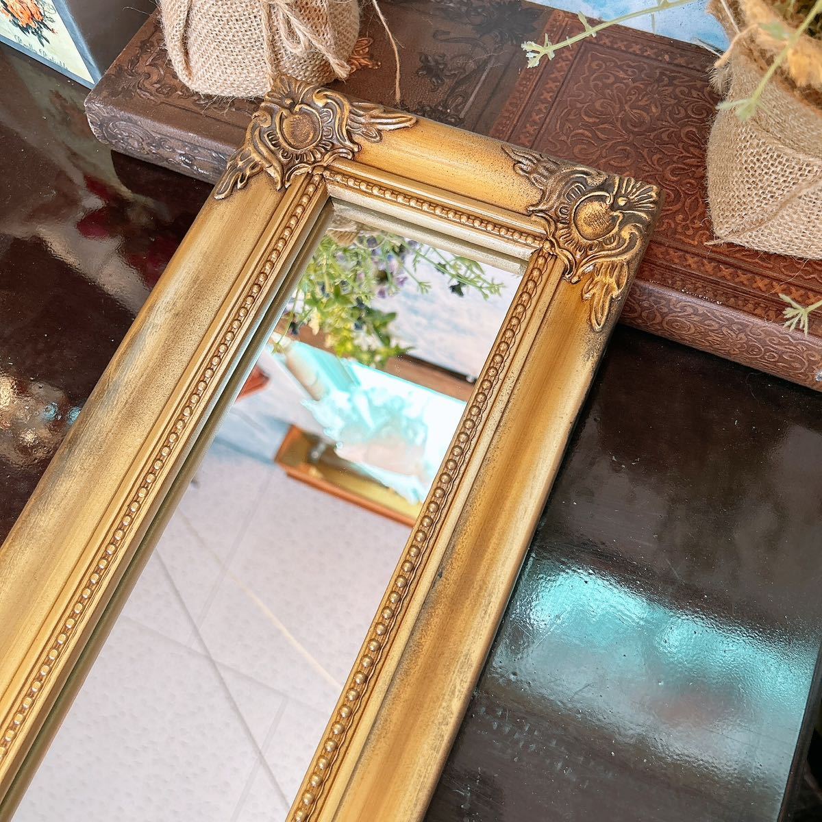 アンティークな部屋 おしゃれな鏡 一面鏡 No.2 ウォールミラー 1枚 壁掛け鏡 gold #インテリア装飾品 #ドレッサーミラー #ウォールミラー_画像3