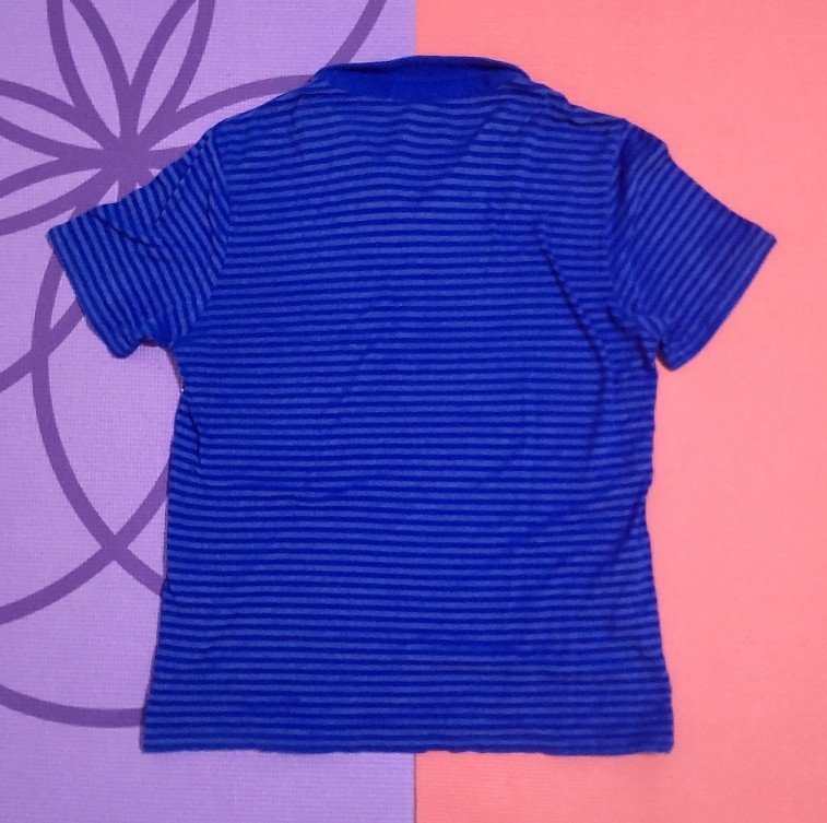 カルバンクライン　ポロシャツ　ボーダー　メンズXLサイズ　青_画像2