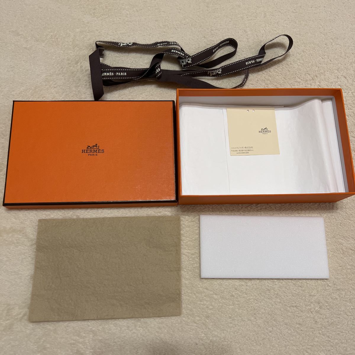 エルメス 財布　空箱　19×12.5×5 BOX 空き箱　箱　化粧箱　フェルト　リボン　HERMES ウォレット_画像1