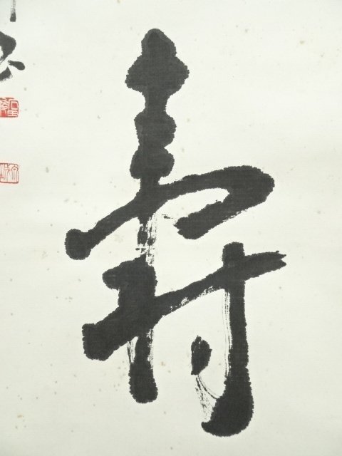 ys6572000; 宗sou 昭和34年石田泉城筆「椿寿」 肉筆紙本掛軸(共箱