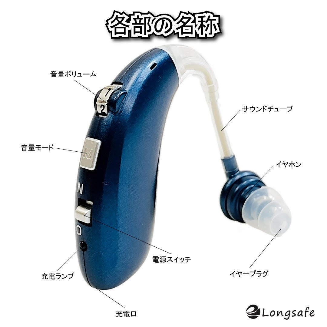 (A) 国内正規品 Z-360 ブルー 集音器 軽量 充電式 左右両用 耳掛け ノイズキャンセリング 取説付 高齢者 ワイヤレス_画像2