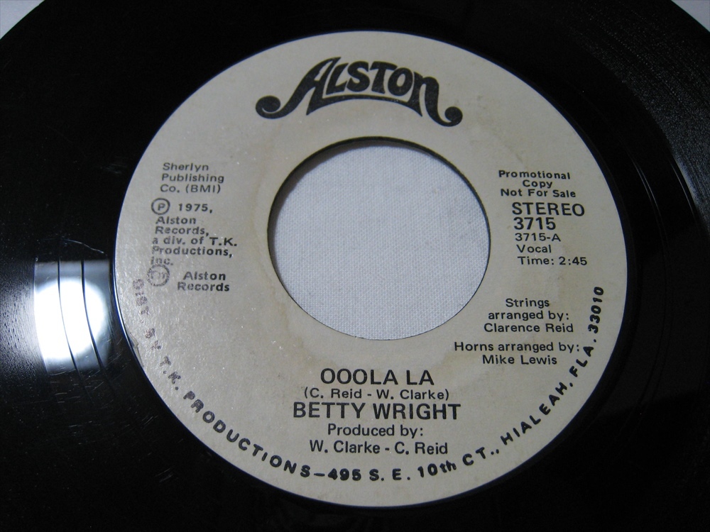 【7”】●白プロモ STEREO/STEREO● BETTY WRIGHT / OOOLA LA US盤 ベティ・ライト ウーラ・ラ_画像1