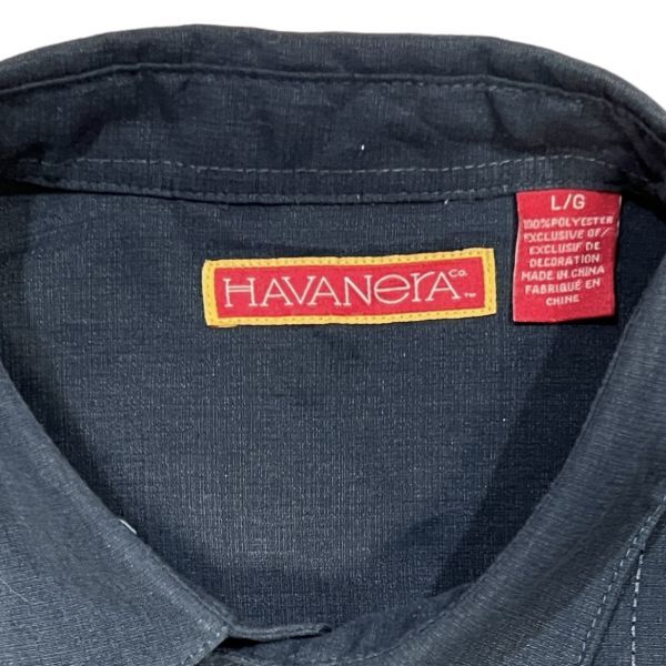 ★ステッチライン刺繍★HAVANERA 半袖シャツ 4XL ソリッド 50'Sスタイル ロカビリーロックンロール クリーニング プレス済み USED 0854_画像6