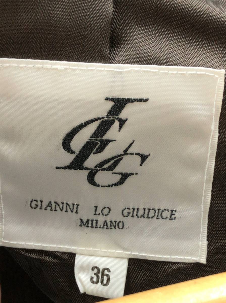 GIANNI LO GIUDICE 豚革 レザー 型押し ジャケット レディース 36 ダークブラウン ジャンニ ロ ジュディチェ 23080801の画像4