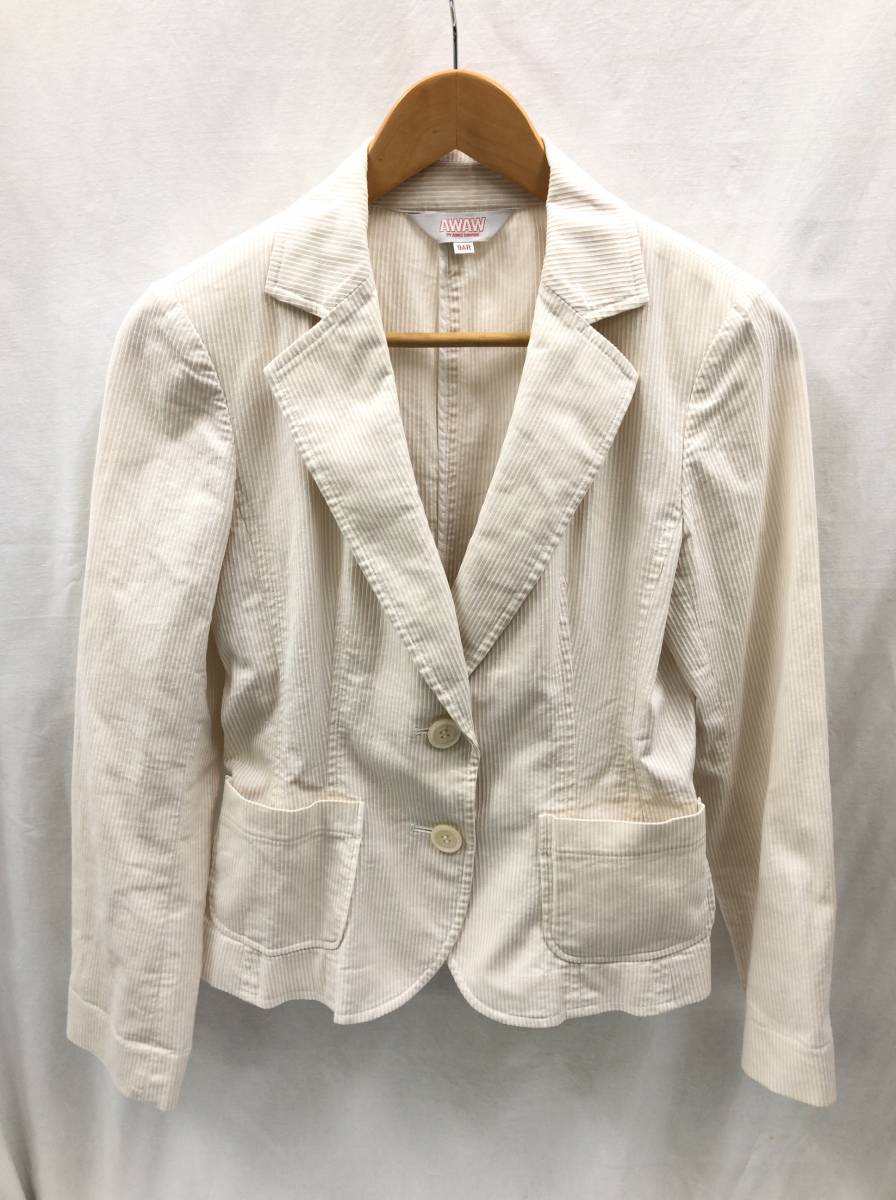 AWAW BY JUNKO SHIMADA jacket stripe weave 9AR beige x white Junko Shimada 23081701