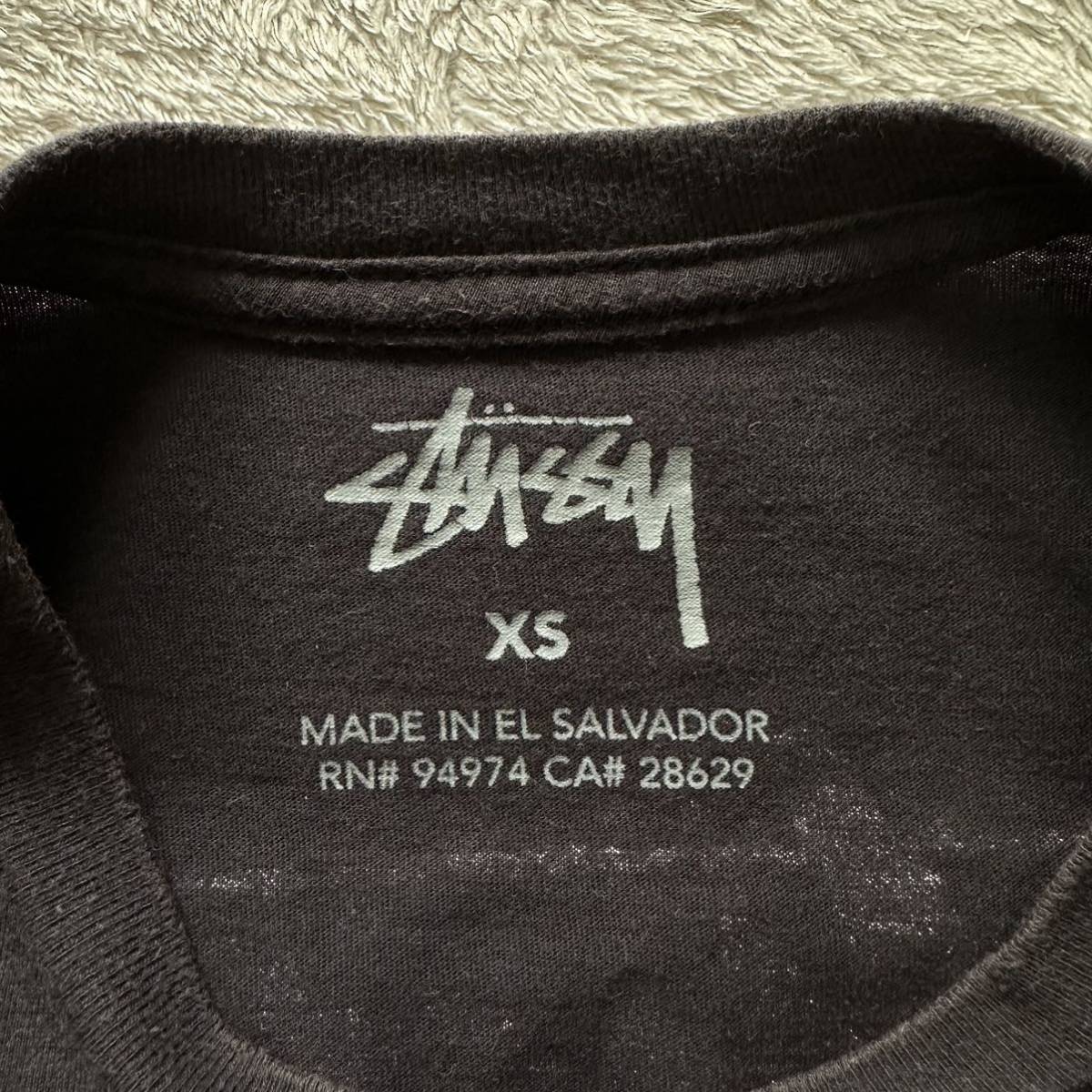 STUSSY ステューシー サーファープリント 半袖Tシャツ ユニセックス エルサルバドル製 ブラック XS_画像6