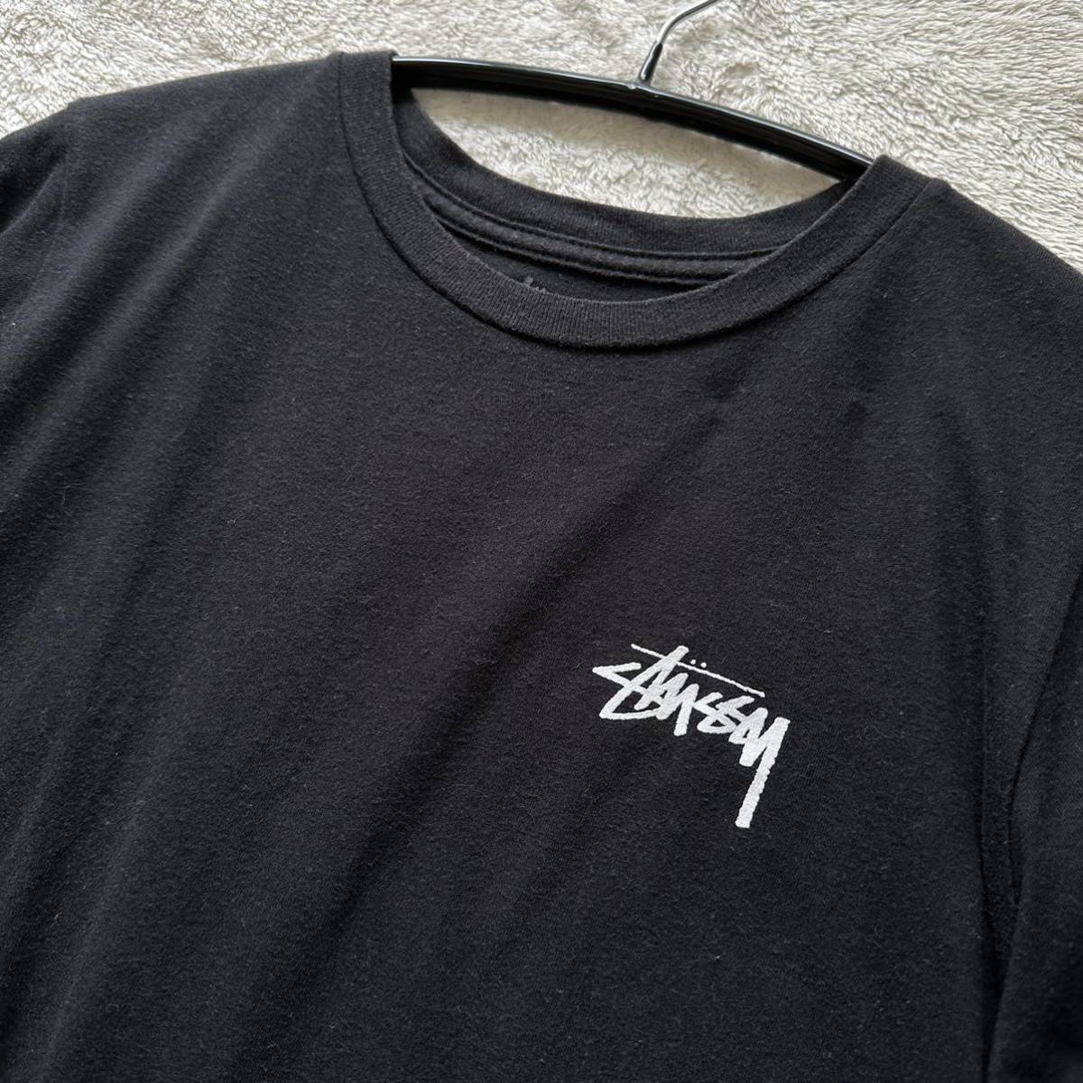 STUSSY ステューシー サーファープリント 半袖Tシャツ ユニセックス エルサルバドル製 ブラック XS_画像3