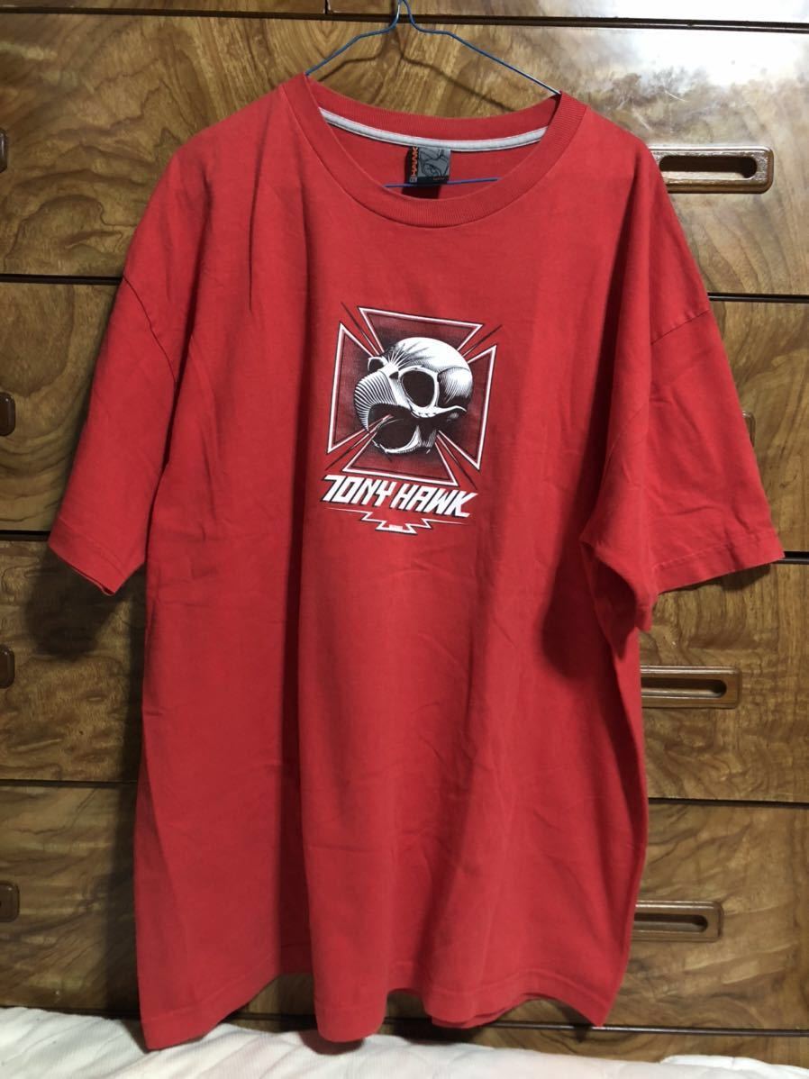 ヴィンテージ トニーホーク 半袖 Tシャツ TONY HAWK 赤 レッド 1983 パウエル POWELL サイズXL アメリカ製 USA製 オーバーサイズ 希少_画像1