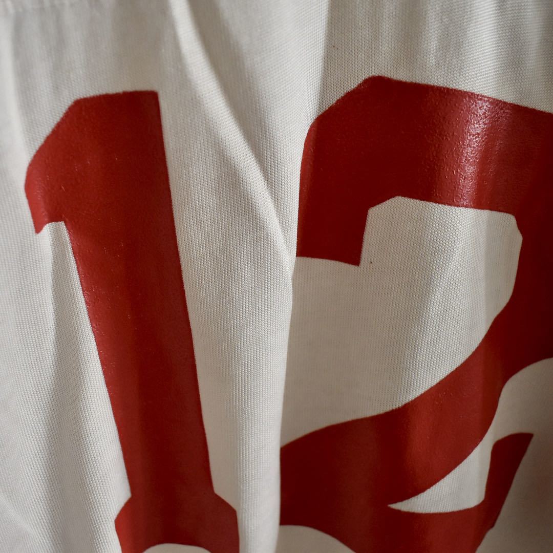 無料発送 vintage カットオフ フットボールシャツ 白 赤 England New T