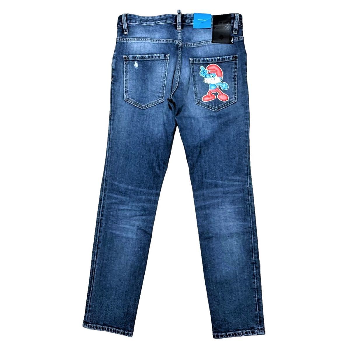 新品 23SS 定価13.3万 伊製 ディースクエアード スマーフコラボ 加工