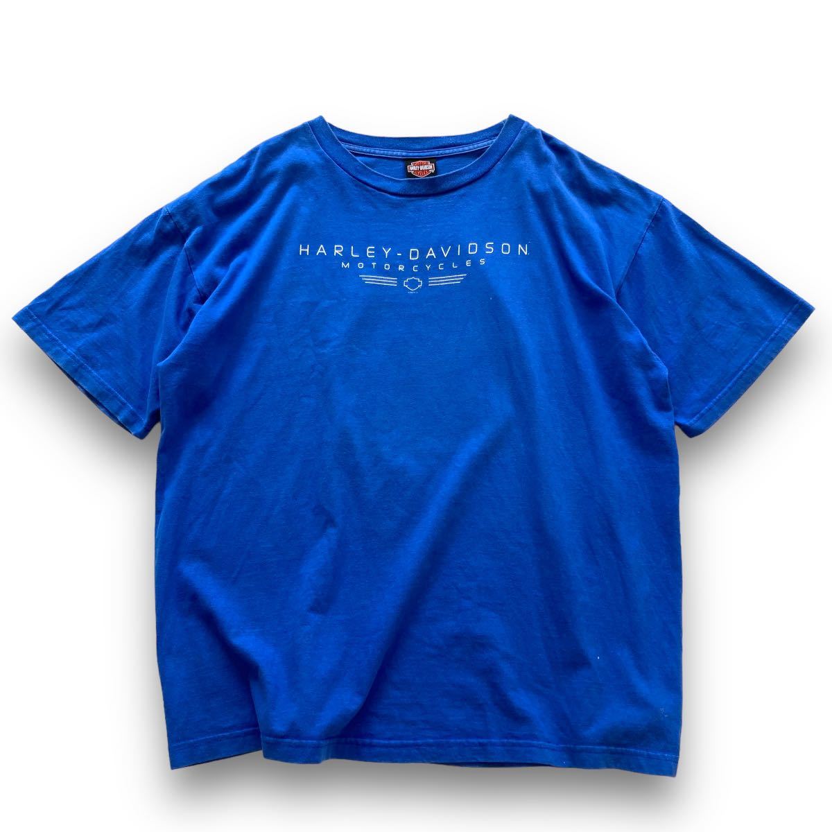 ハーレーダビッドソン プリント Tシャツ 古着 USA製 L 青 12994 HARLEY-DAVIDSON】ハーレーダビットソン USA製 プリントTシャツ