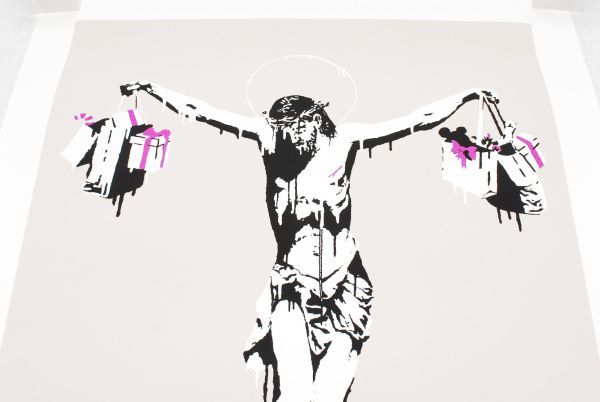 希少 WCP Banksy バンクシー CHRIST WITH BAGS リプロダクション シルクスクリーン プリント 現代アート 限定品_画像2