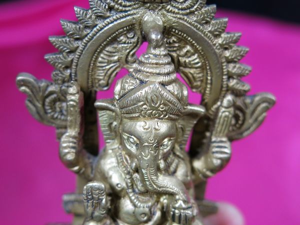 c 古銅光背付きガネーシャ像 インド 金工 神像 仏像 ヒンズー教 c 古銅光背付きガネーシャ像 インド 金工 神像 仏像 ヒンズー教