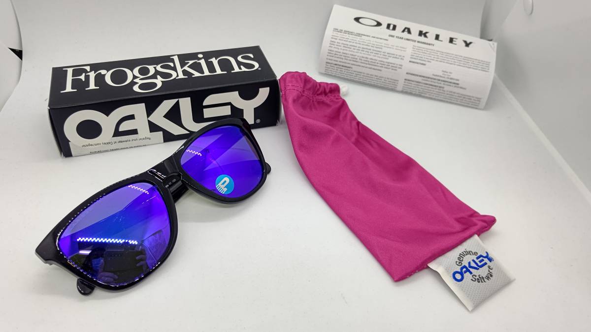 オークリー 偏光 サングラス 送料無料 新品 OAKLEY OO9013 09 FROGSKINS ブラックカラーミラーレンズ