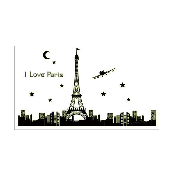 ウォールステッカー 蓄光 暗い所で光る 夜景 パリ I love Paris 貼るだけ 送料無料_画像3