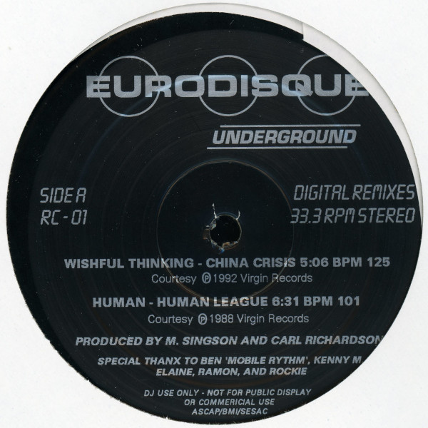 【12”/Remix】Eurodisque Underground RC-01 / China Crisis / Human League / Gabrielle / Inxs [STILL SEALED]の画像1