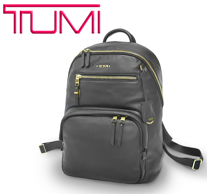 【超美品】 トゥミ TUMI バックパック リュック バッグ 鞄 レザー ブラック ゴールド メンズ レディース シリアル有 ポケット多め 柔らかい_画像1