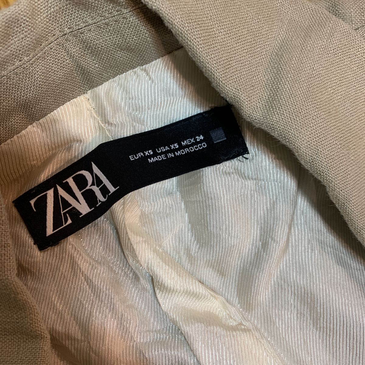 ZARA ザラ　テーラードジャケット リネン 総裏地 七分袖 XS 