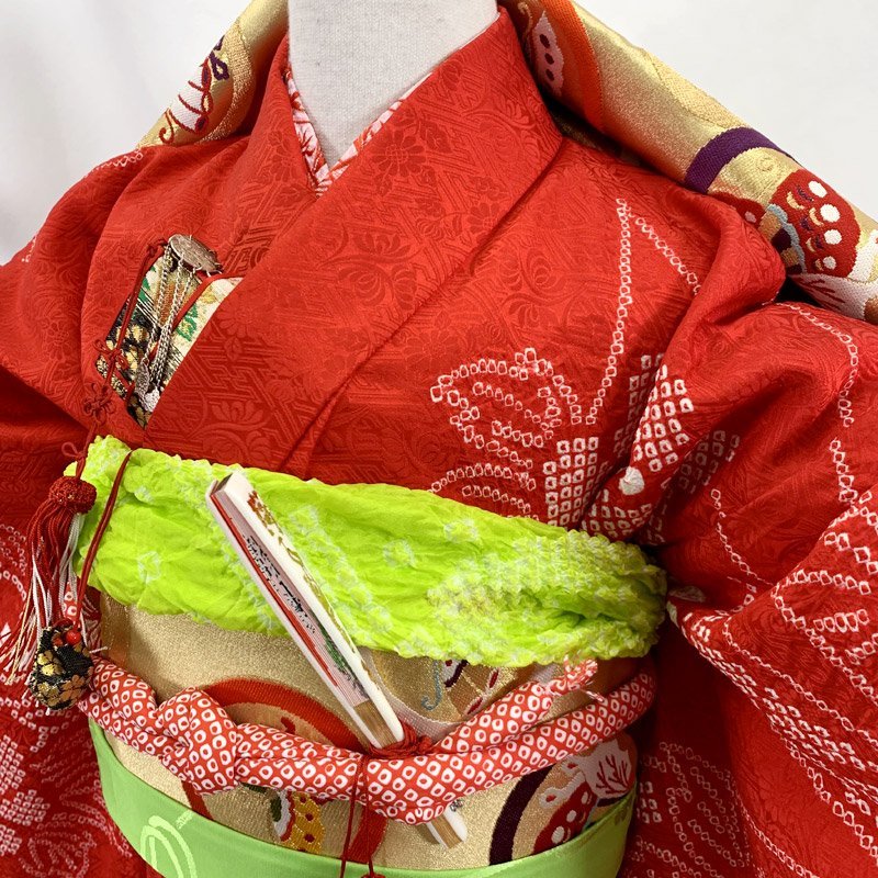 ヤフオク! □七五三 七歳 総絞り 着物&袋帯&半襦袢 金駒刺繍□美品