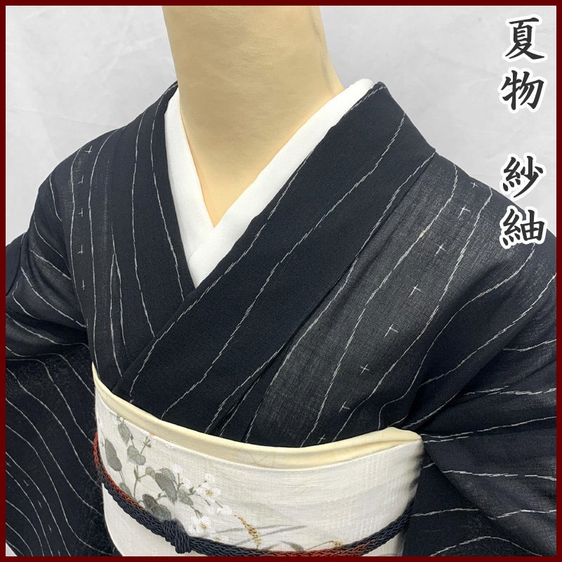 (お得な特別割引価格) 〇きものマーチ〇夏物 紗紬 立湧文 黒〇美品 308mt36 その他 (お得な特別割引価格) 〇きものマーチ〇夏物 紗紬 立湧文 黒〇美品 308mt36 その他